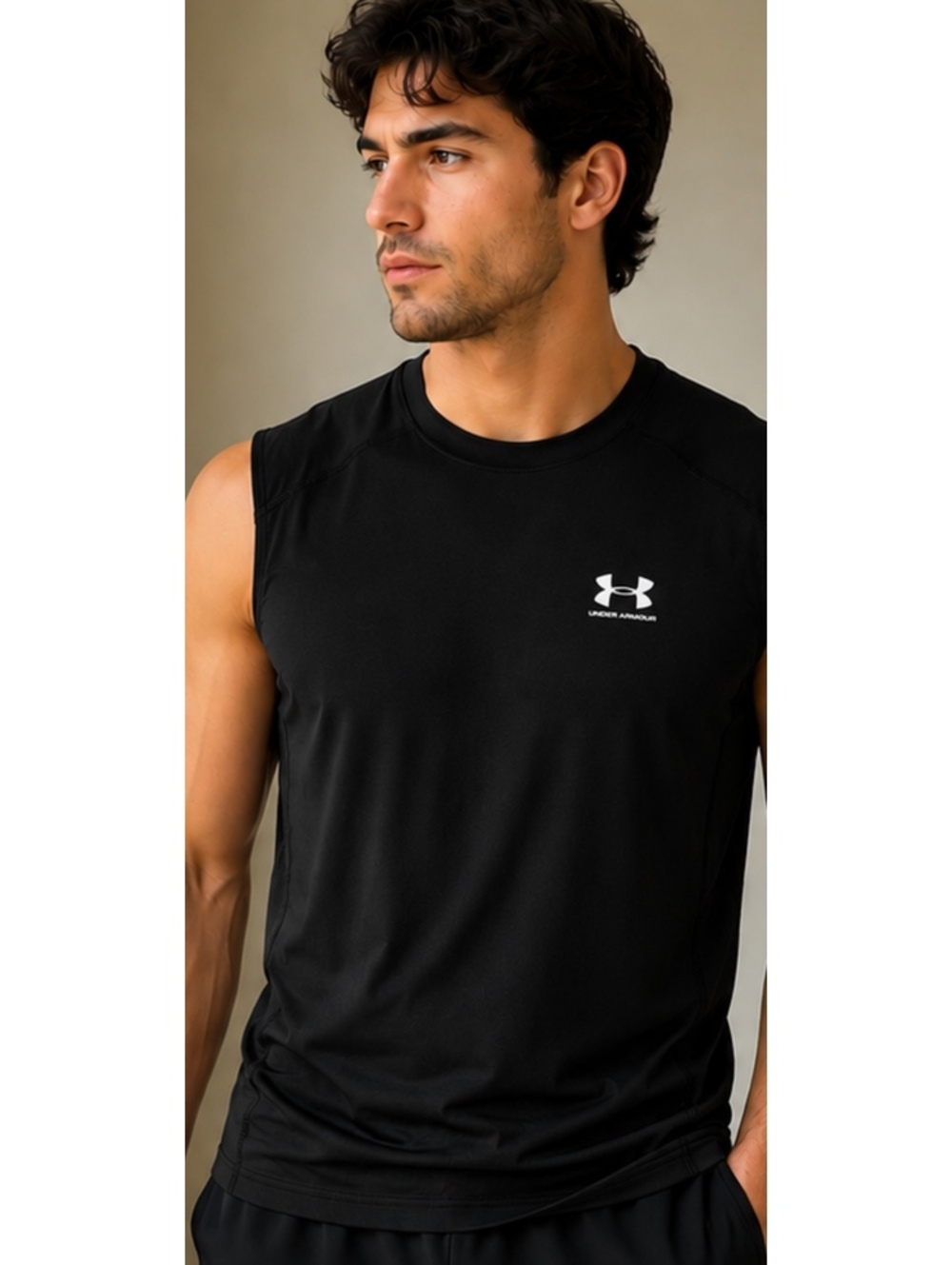 Under Armour Heatgear Compression Sleeveless Men’s Large, Black, NWT